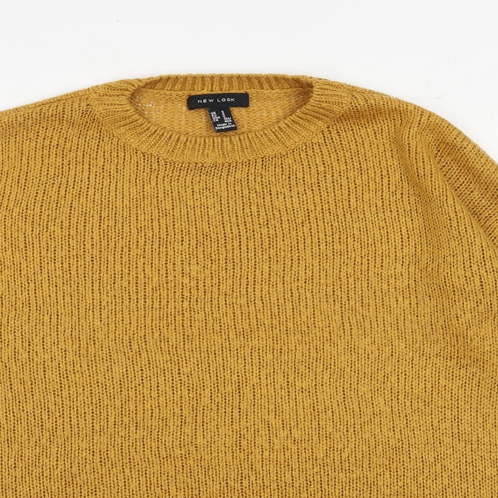 New Look Womens Yellow Round Neck Acrylic Pullover Jumper Size S