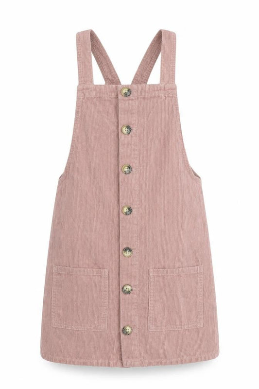 Denim & Co. Womens Pink 100% Cotton Pinafore/Dungaree Dress Size 6 Square Neck Button