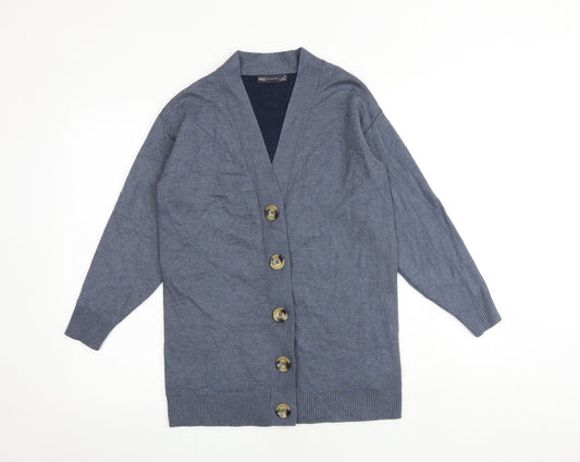 Marks and Spencer Womens Blue V-Neck Viscose Cardigan Jumper Size XS