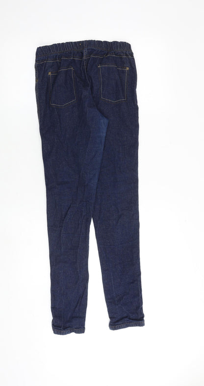Back view of Denim & Co. women’s blue cotton jegging jeans, size UK 12, regular