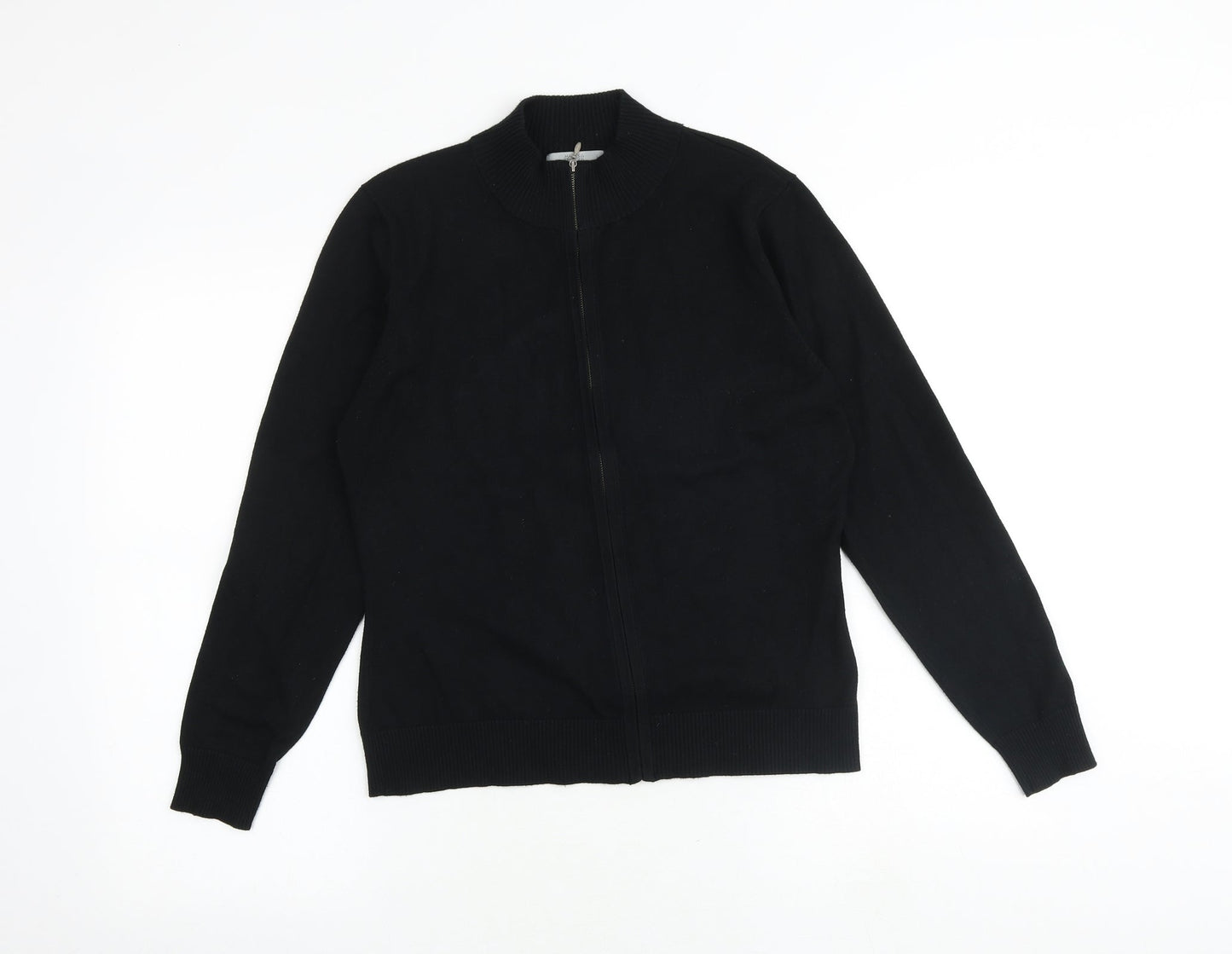 Marks and Spencer Womens Black High Neck Viscose Full Zip Jumper Size 16