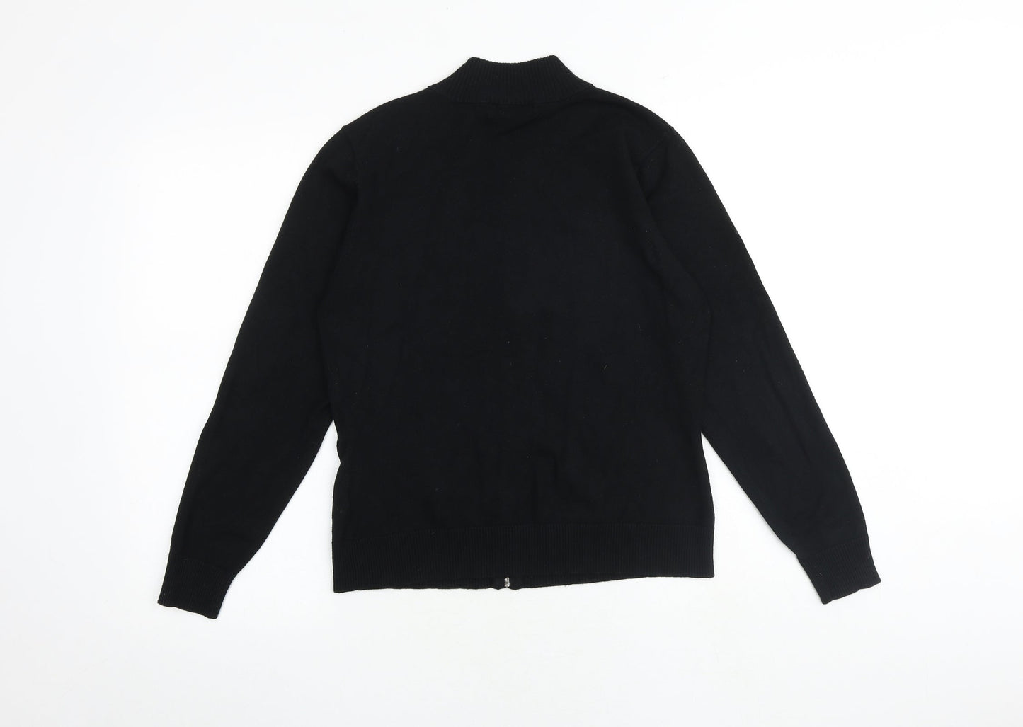 Marks and Spencer Womens Black High Neck Viscose Full Zip Jumper Size 16