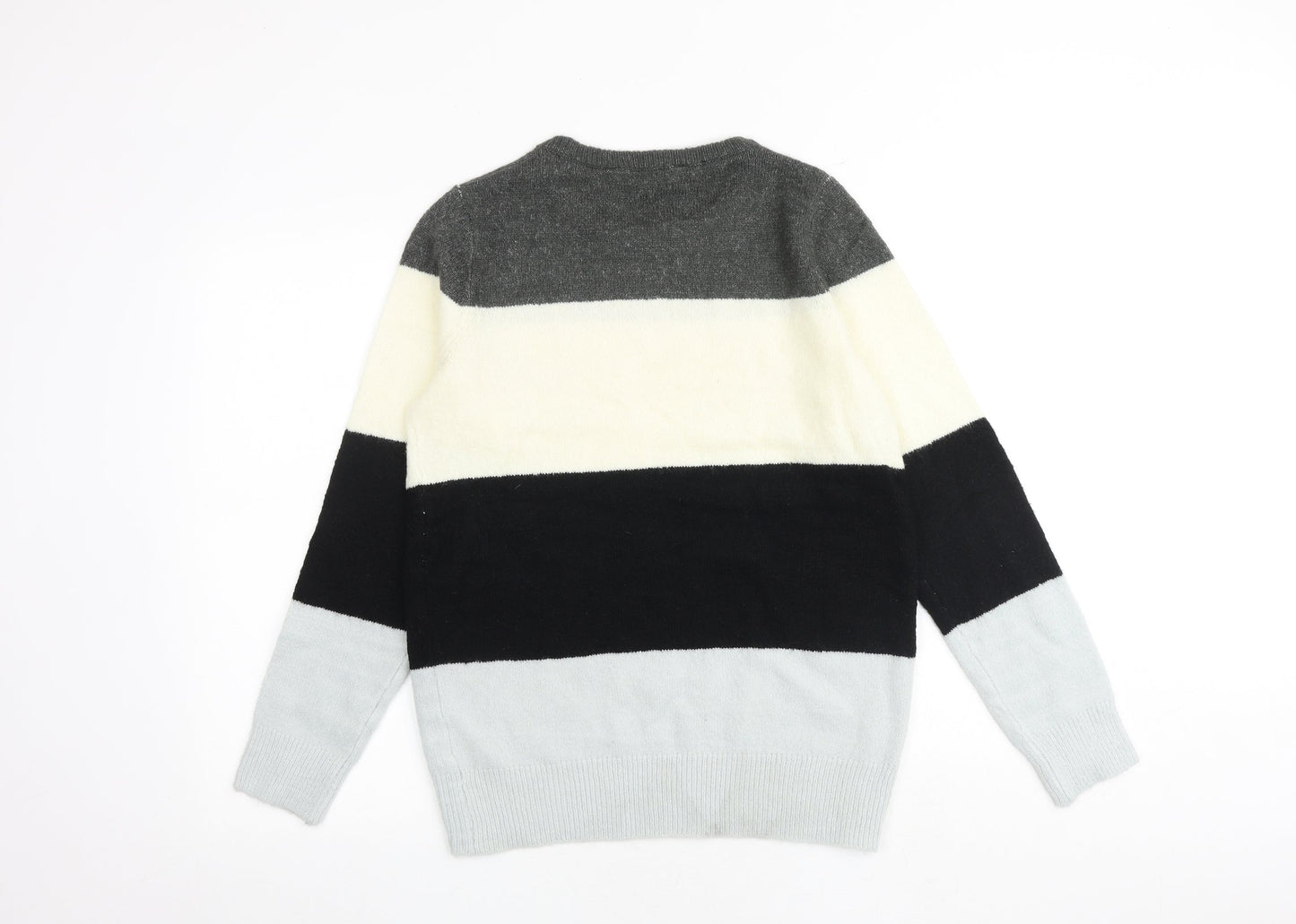 Amara Reya Womens Multicoloured Round Neck Striped Acrylic Pullover Jumper Size L