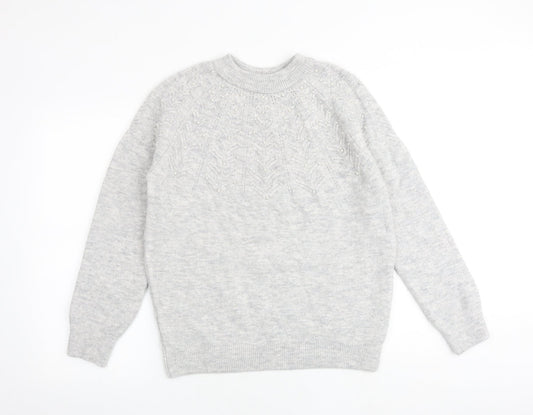 Marks and Spencer Womens Grey Round Neck Acrylic Pullover Jumper Size M