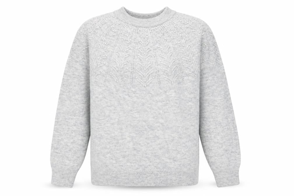 Marks & Spencer Womens Grey Round Neck Acrylic Pullover Jumper Size M