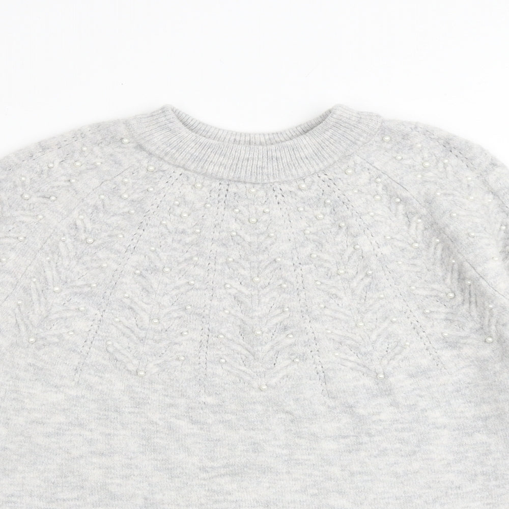 Marks and Spencer Womens Grey Round Neck Acrylic Pullover Jumper Size M
