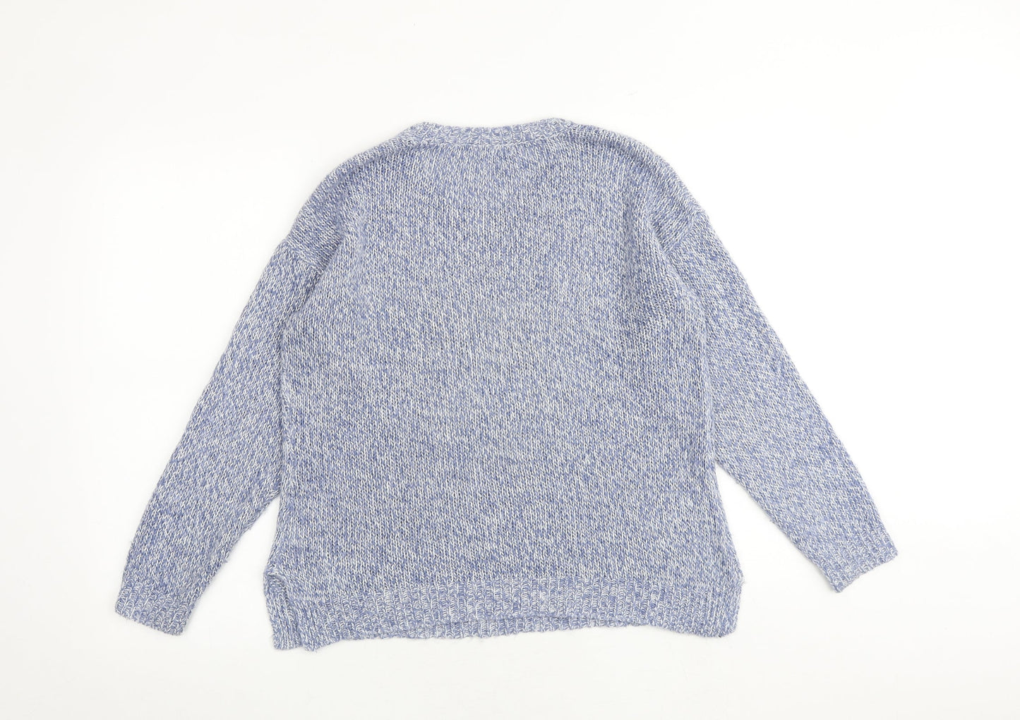 Bonmarché Womens Blue Round Neck Acrylic Pullover Jumper Size S - Owl