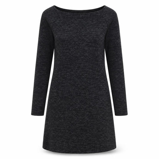 Lily Originals Womens Grey Viscose Jumper Dress Size 12 Boat Neck Pullover