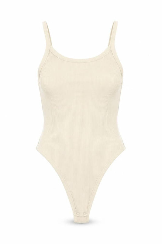 Weekday Womens Beige Cotton Bodysuit One-Piece Size L Snap