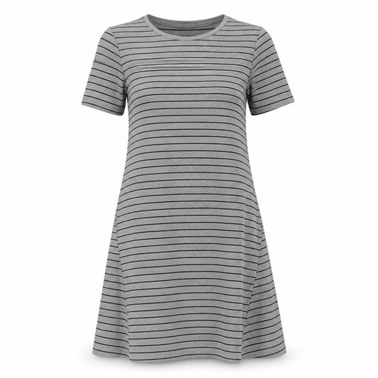 Zara Womens Grey Striped Polyester T-Shirt Dress Size S Round Neck Pullover