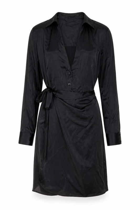 Zara Womens Black Viscose Shirt Dress Size S Collared Button