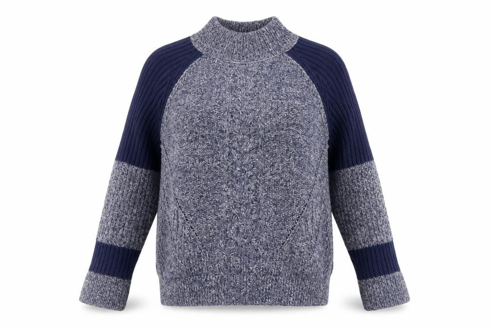 Marks & Spencer Womens Blue High Neck Acrylic Pullover Jumper Size 8