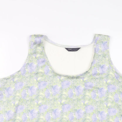 Marks & Spencer Womens Multicoloured Polyester Basic Tank Size 16 Round Neck