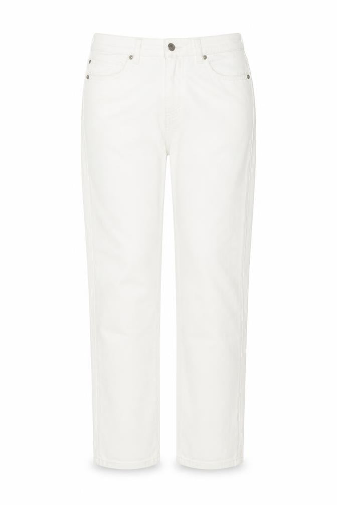 Indigo Womens White Cotton Straight Jeans Size 12 L27 in Regular Button