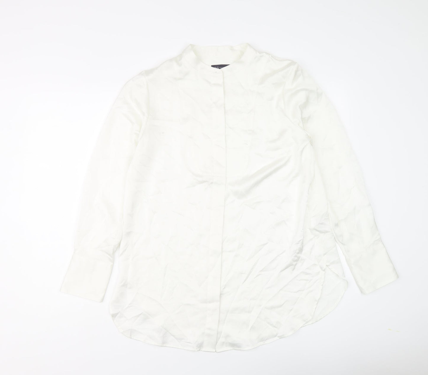 Marks and Spencer Womens Ivory Polyester Basic Button-Up Size 10 Round Neck
