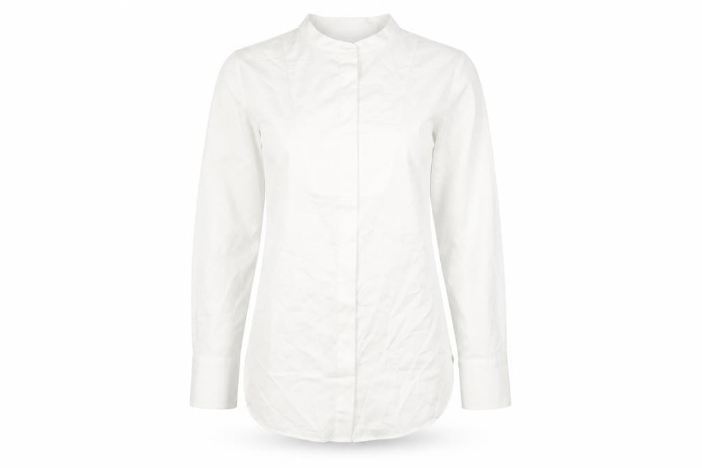 Marks & Spencer Womens Ivory Polyester Basic Button-Up Size 10 Round Neck