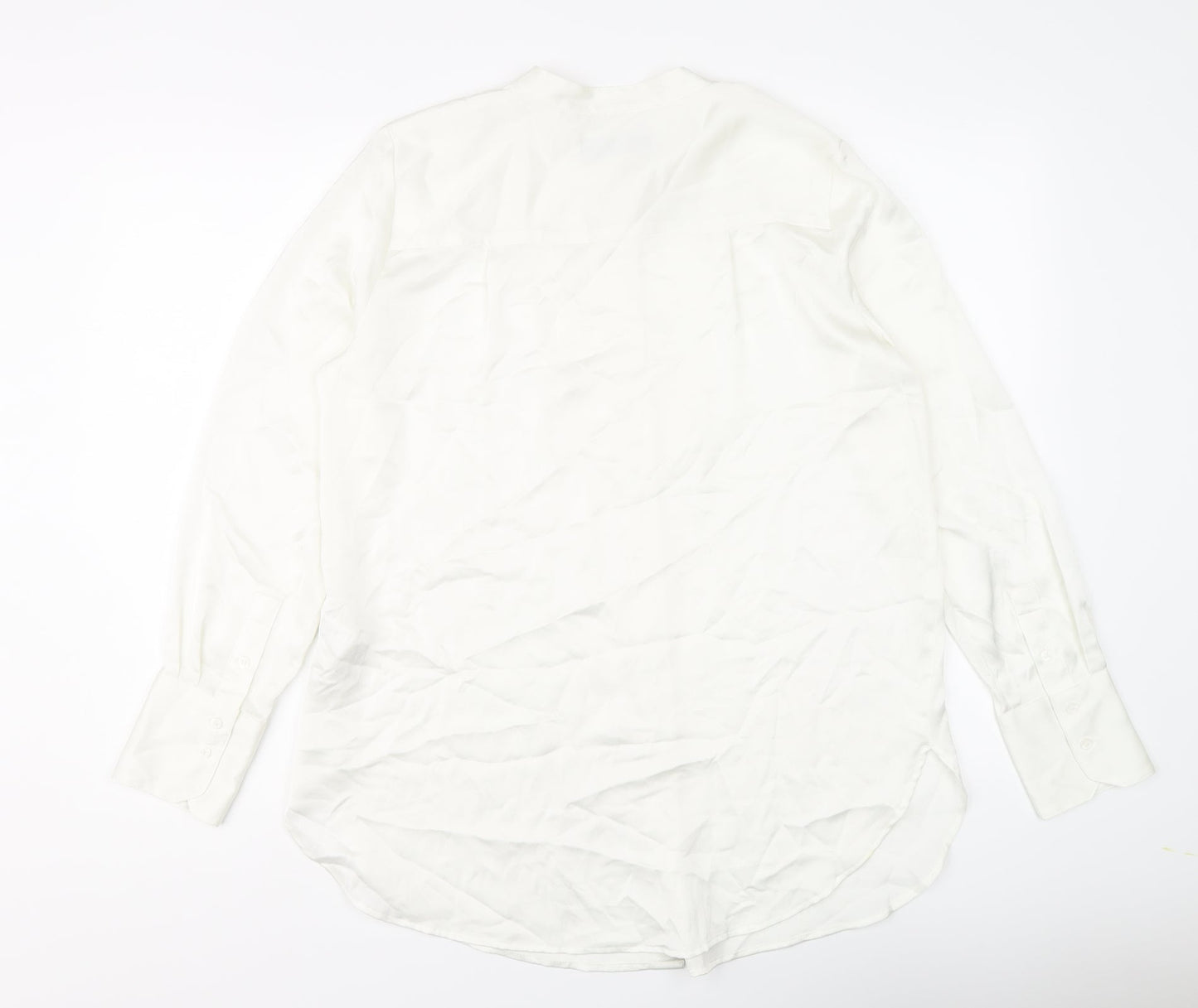 Marks and Spencer Womens Ivory Polyester Basic Button-Up Size 10 Round Neck