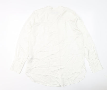 Marks & Spencer Womens Ivory Polyester Basic Button-Up Size 10 Round Neck