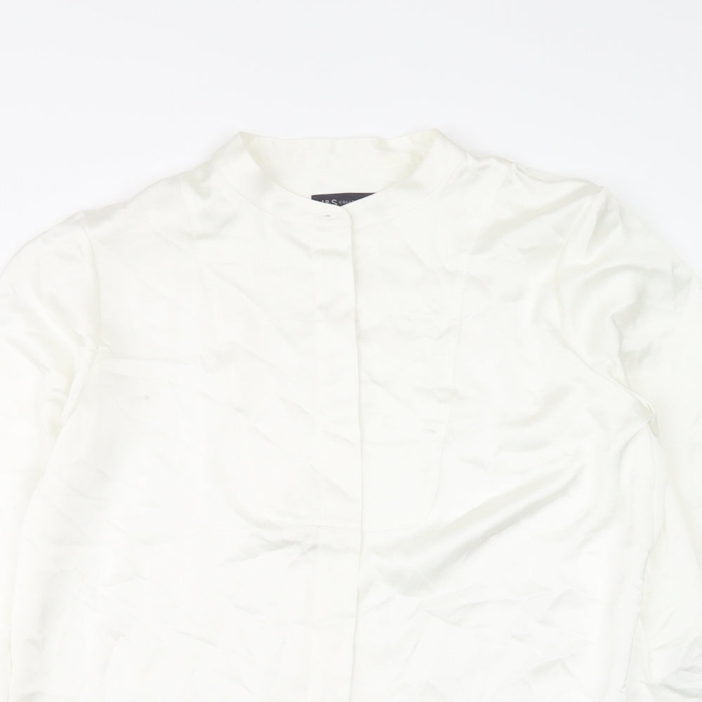 Marks and Spencer Womens Ivory Polyester Basic Button-Up Size 10 Round Neck