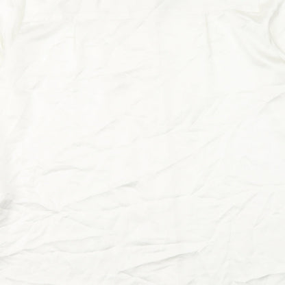 Marks & Spencer Womens Ivory Polyester Basic Button-Up Size 10 Round Neck