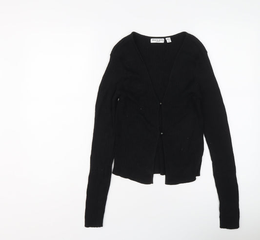 Brave Soul Womens Black V-Neck Acrylic Cardigan Jumper Size M