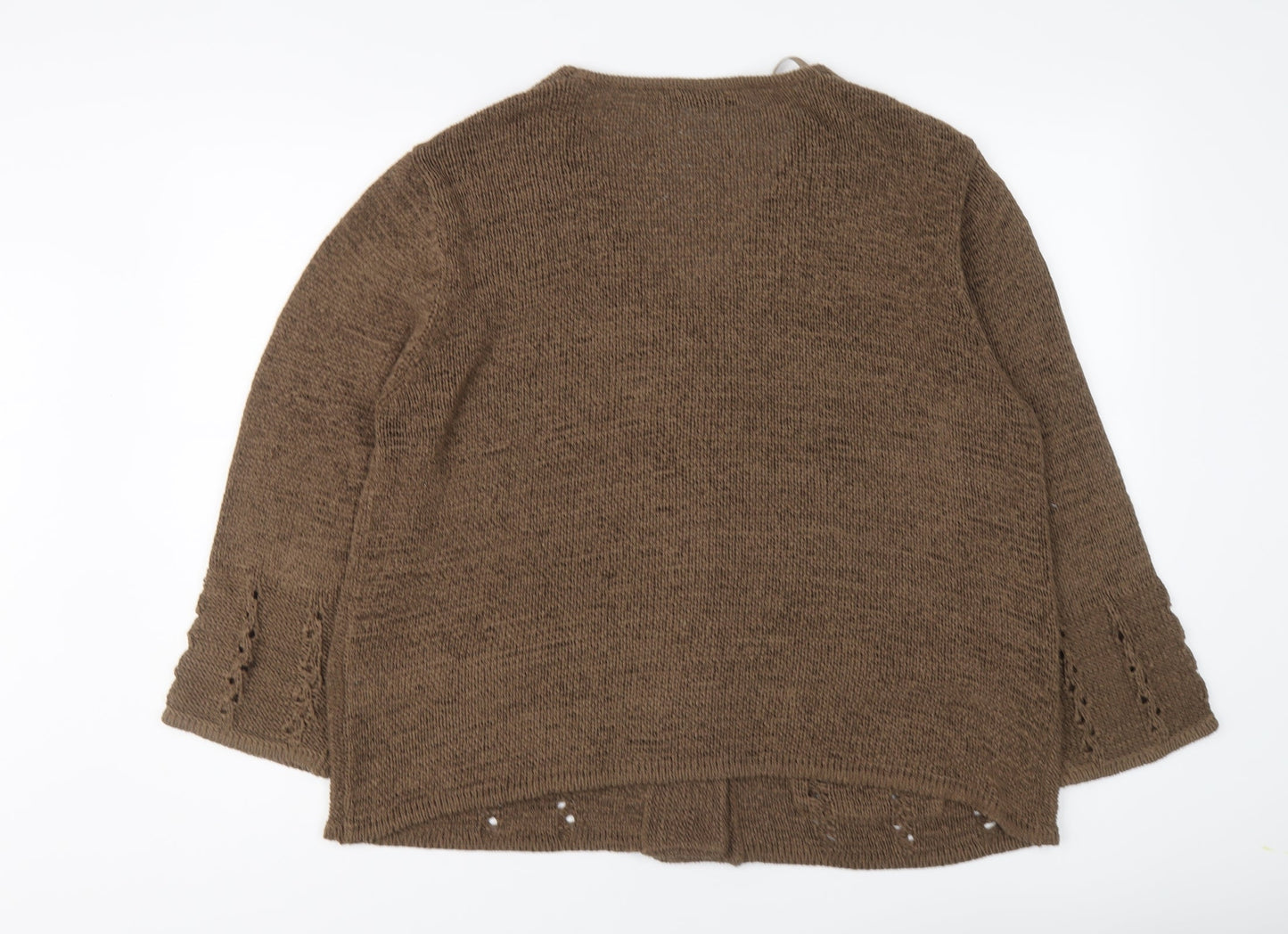 Touch Womens Brown V-Neck Acrylic Cardigan Jumper Size 2XL