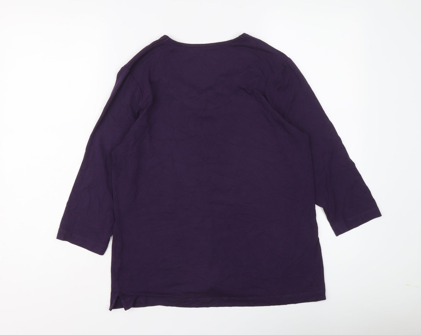 TIGI Womens Purple Viscose Basic Blouse Size 10 Round Neck