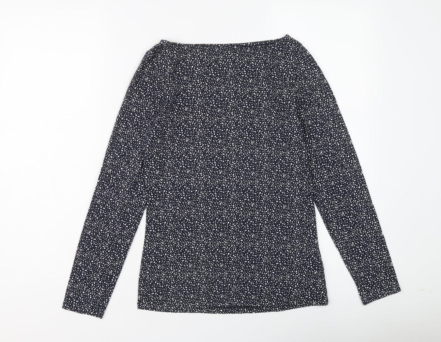 Esamara Womens Blue Polka Dot Cotton Basic T-Shirt Size S Round Neck