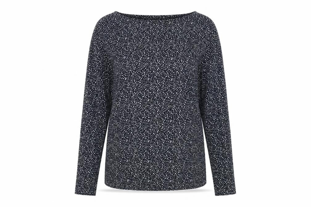 Esamara Womens Blue Polka Dot Cotton Basic T-Shirt Size S Round Neck