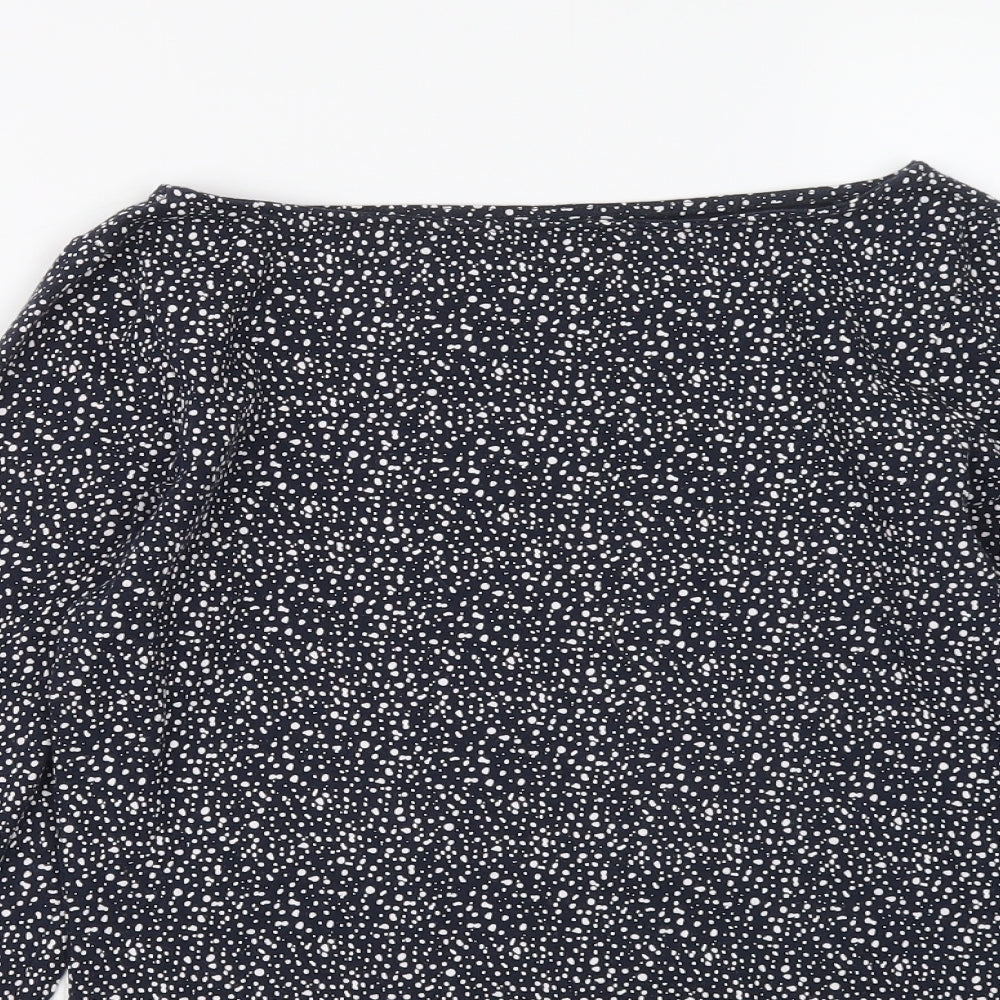 Esamara Womens Blue Polka Dot Cotton Basic T-Shirt Size S Round Neck