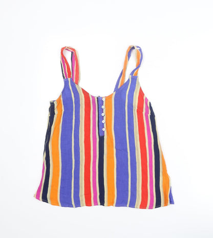 Next Womens Multicoloured Striped Viscose Basic Tank Size 10 V-Neck