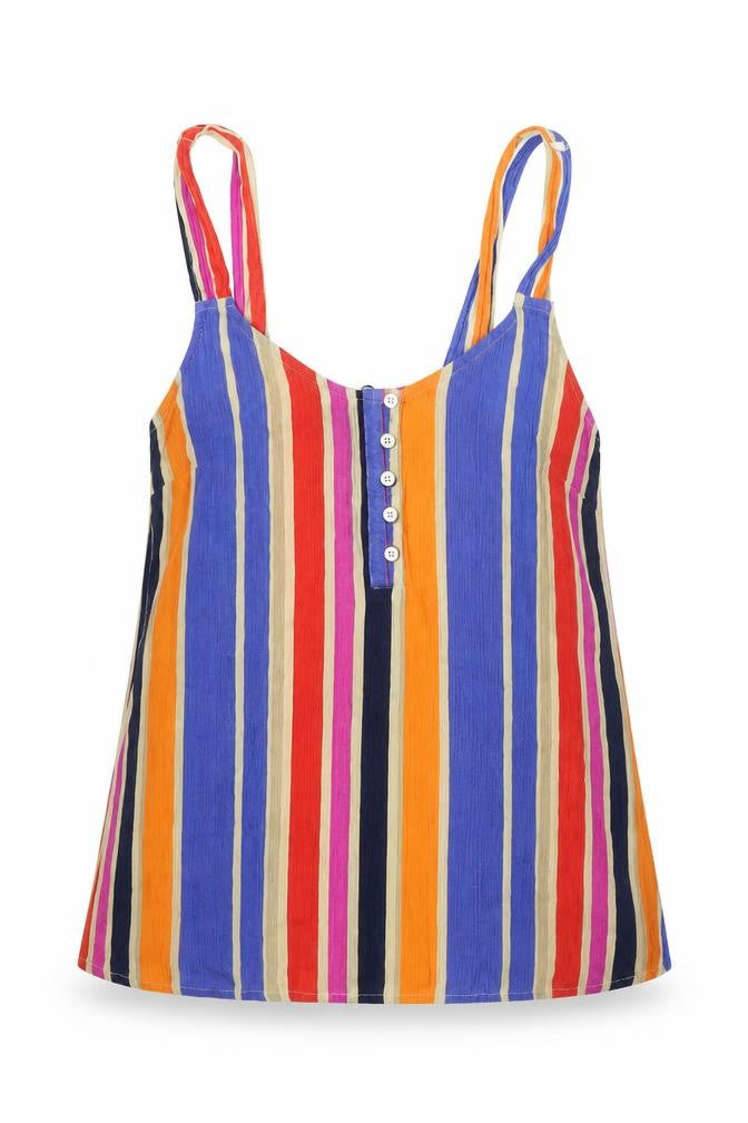 NEXT Womens Multicoloured Striped Viscose Basic Tank Size 10 V-Neck