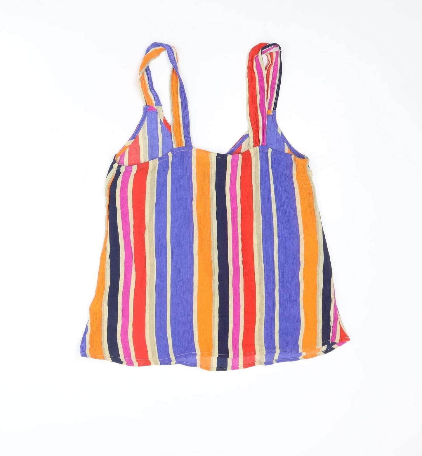 NEXT Womens Multicoloured Striped Viscose Basic Tank Size 10 V-Neck