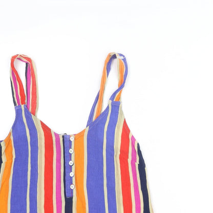 Next Womens Multicoloured Striped Viscose Basic Tank Size 10 V-Neck