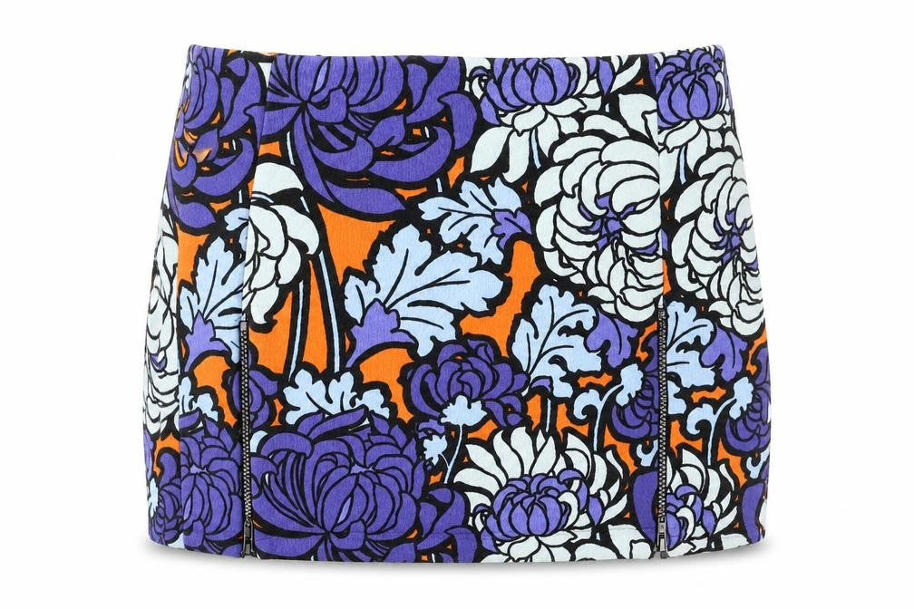 Topshop Womens Multicoloured Geometric Cotton Mini Skirt Size 8 Zip
