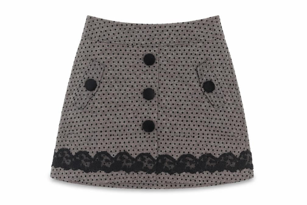 Darling Womens Brown Polka Dot Polyester A-Line Skirt Size S Zip