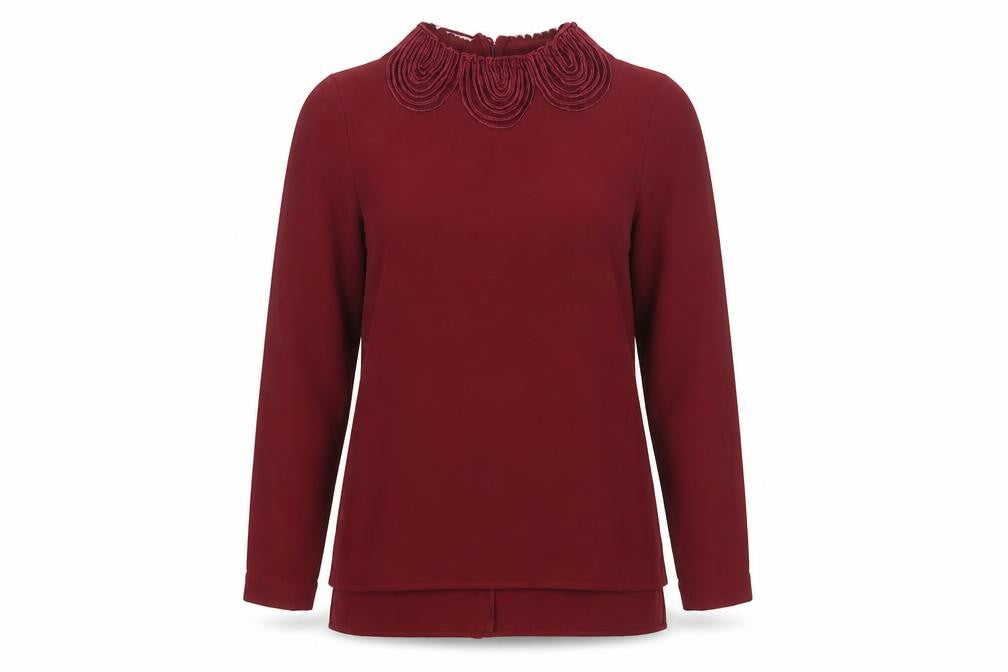 Warehouse Womens Red Polyester Basic Blouse Size 6 Mock Neck