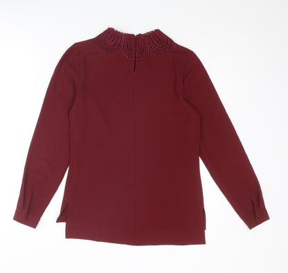 Warehouse Womens Red Polyester Basic Blouse Size 6 Mock Neck