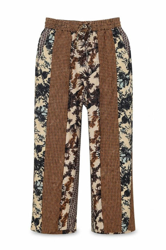 Zara Womens Multicoloured Geometric Viscose Trousers Size XS Regular Drawstring