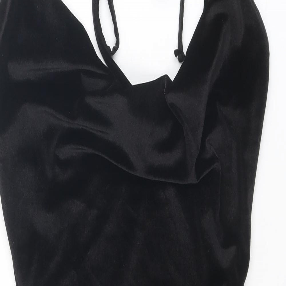 Missguided Womens Black Polyester Slip Dress Size 4 Halter Tie