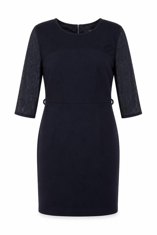 NEXT Womens Blue Polyester Shift Size 12 Round Neck Zip