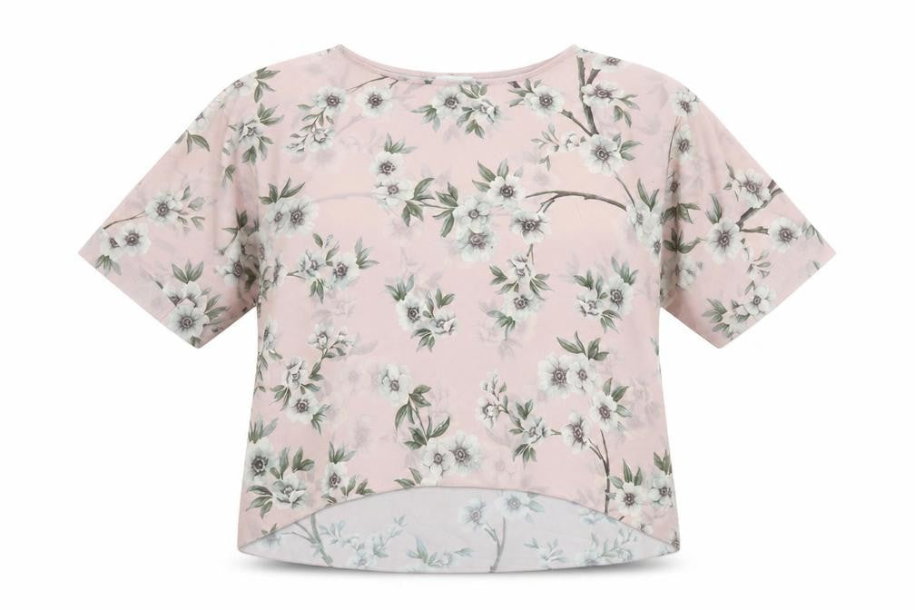 Apricot Womens Pink Floral Polyester Basic Blouse Size M Round Neck - Size M-L