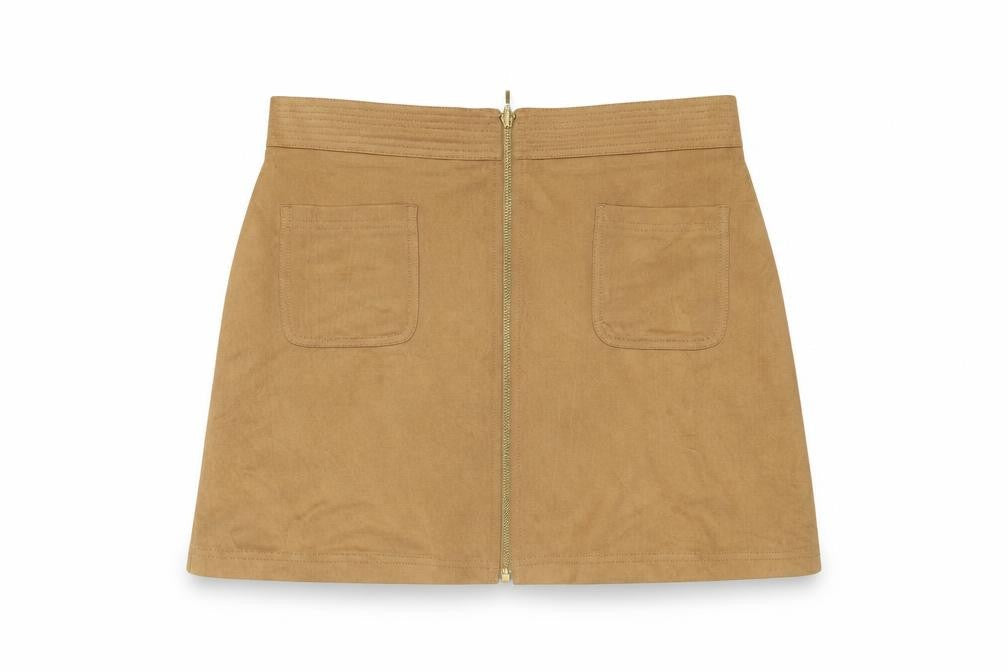 Marks & Spencer Womens Brown Polyester A-Line Skirt Size 14 Zip
