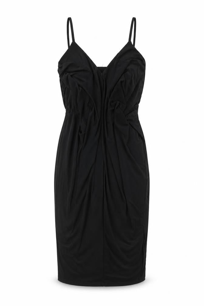 Boohoo Womens Black Polyester Slip Dress Size 8 V-Neck Pullover