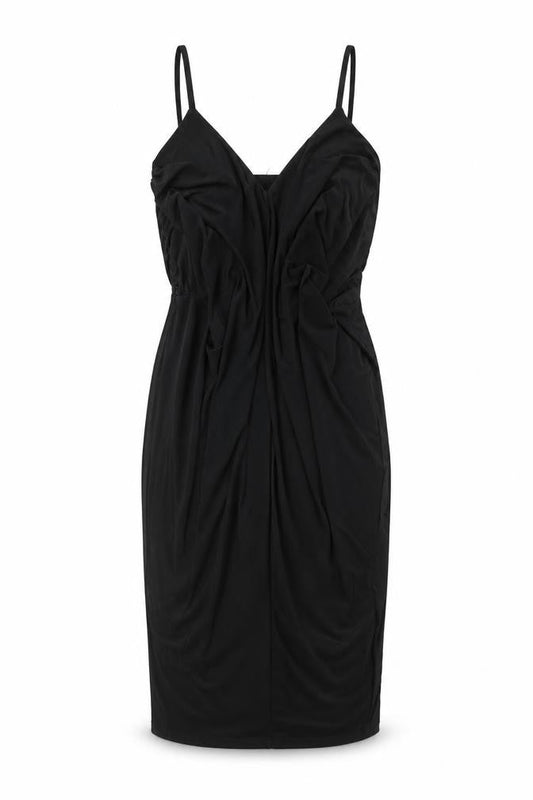 Boohoo Womens Black Polyester Slip Dress Size 8 V-Neck Pullover