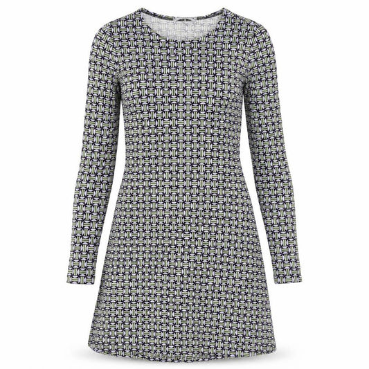 Mango Womens Multicoloured Geometric Viscose Jumper Dress Size XS Round Neck Pullover