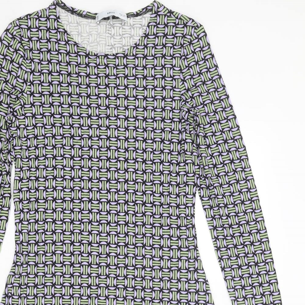 Mango Womens Multicoloured Geometric Viscose Jumper Dress Size XS Round Neck Pullover