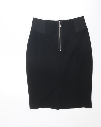 Back view of Autograph women’s black polyester straight & pencil skirt, size UK 12, zip