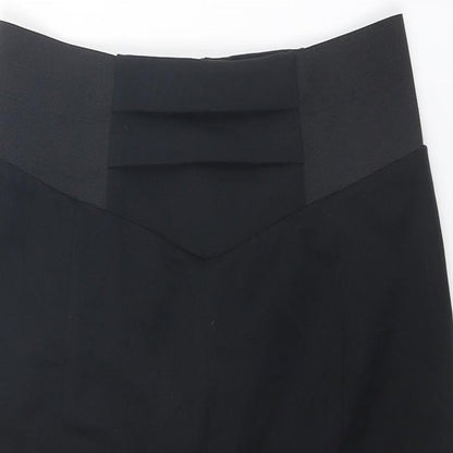 Close-up detail of Autograph women’s black polyester straight & pencil skirt, size UK 12, zip