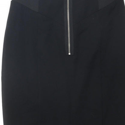 Brand and care label for Autograph women’s black polyester straight & pencil skirt, size UK 12, zip
